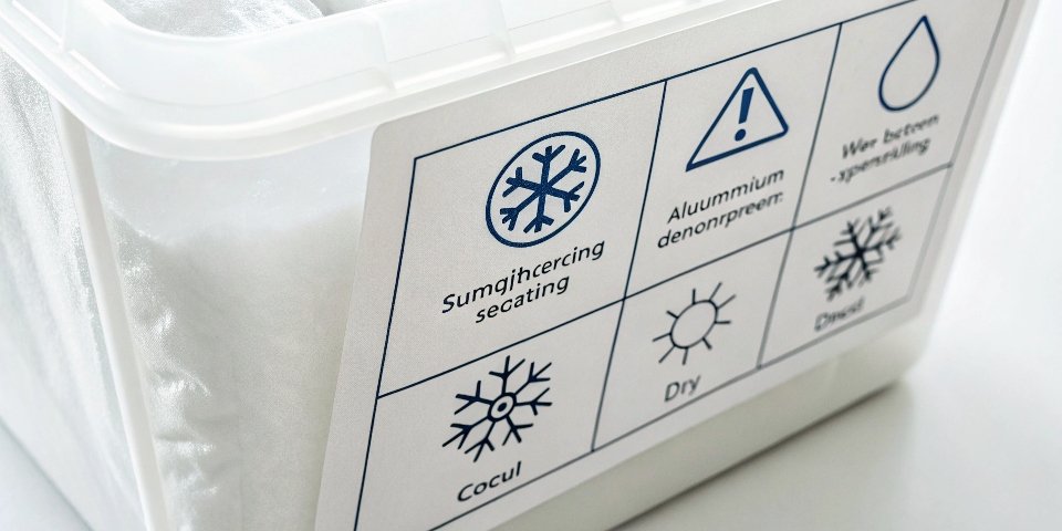 Packaging instructions indicating the optimal storage conditions to maintain aluminum hydroxide's shelf life.