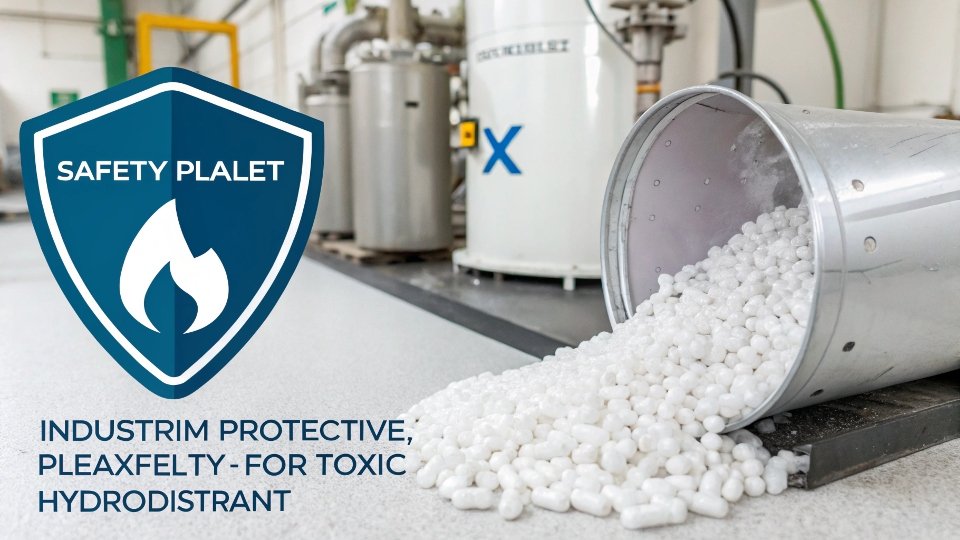 A safety shield icon protecting a plastic pellet, symbolizing industrial safety.