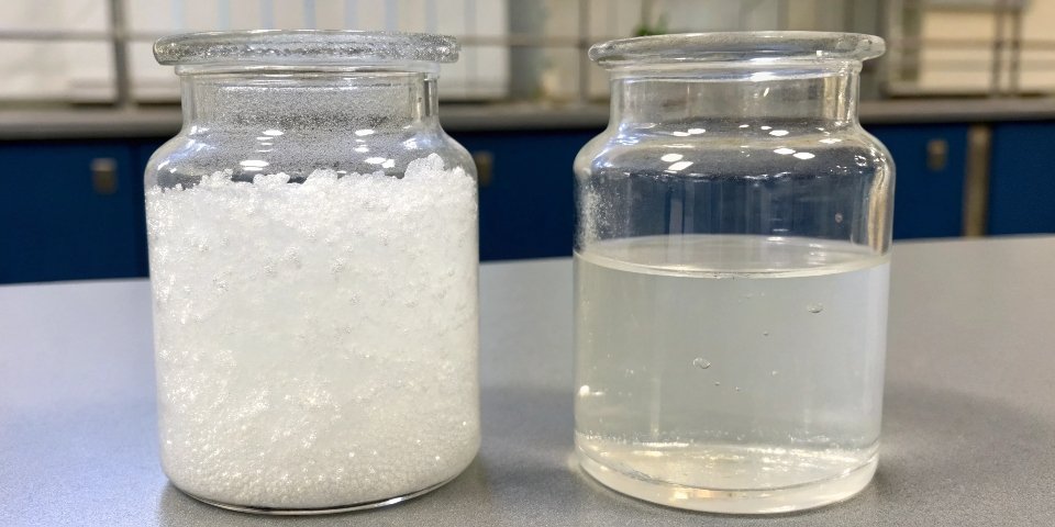 Aluminum Hydroxide Creates a Suspension A side-by-side comparison of clear salt water and cloudy Al(OH)3 suspension