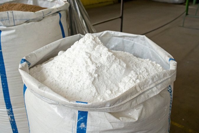 alt with keywords: A large industrial bag of white powder with ATH (Alumina Trihydrate) clearly printed on the side