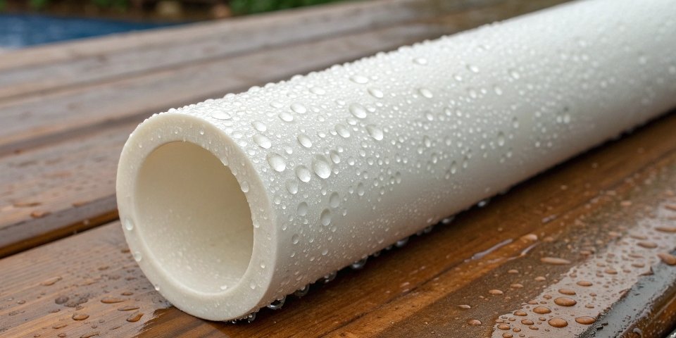 Aluminum Oxide Resists Water A hard ceramic alumina tube with water beading up on its surface, showing its inertness