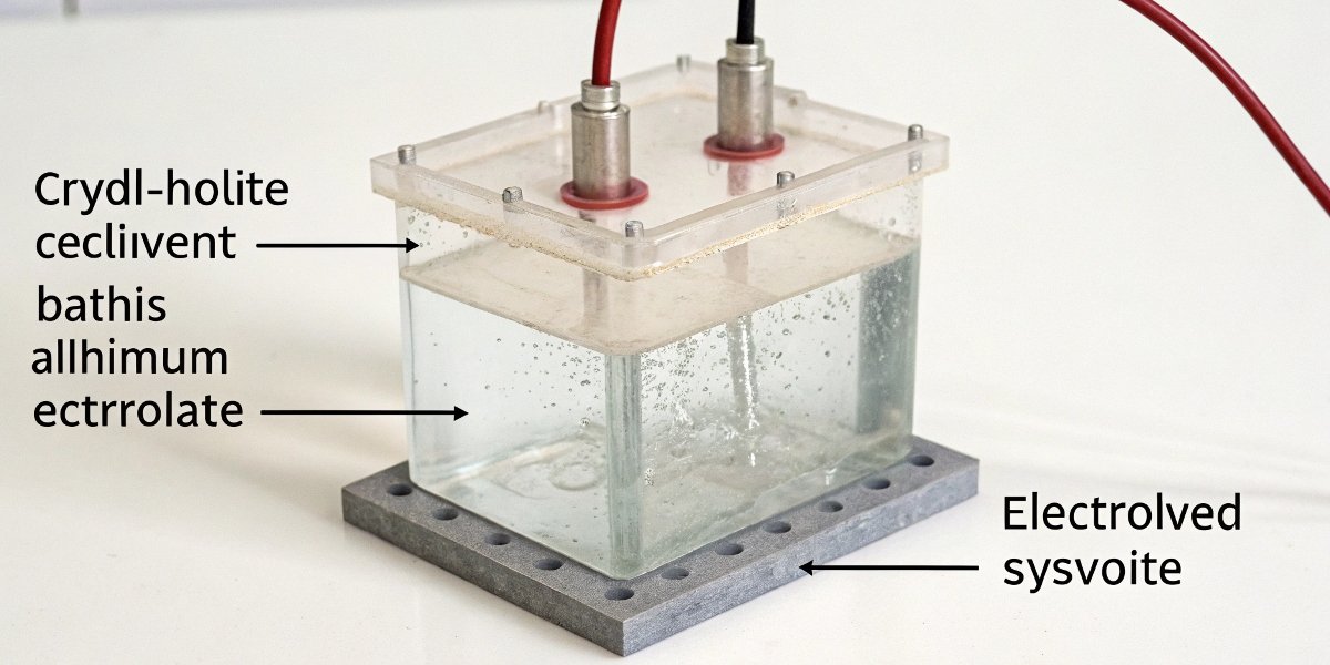 The Role of Cryolite in Electrolysis A simple diagram of the Hall-Héroult electrolytic cell showing cryolite as the solvent