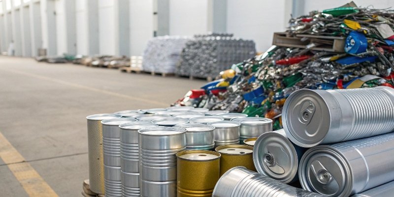 Source Materials for Secondary Aluminum A pile of sorted aluminum scrap, including cans, car parts, and extrusions
