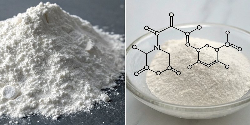 Types of Flame Retardants A split image showing a chemical structure representing halogenated flame retardants on one side, and a picture of aluminum hydroxide powder on the other, representing non-halogenated alternatives.