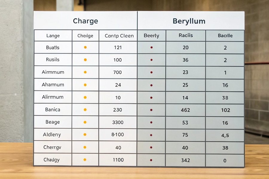 alt with keywords: A data table comparing the charge, radius, and charge density of Aluminum and Beryllium ions