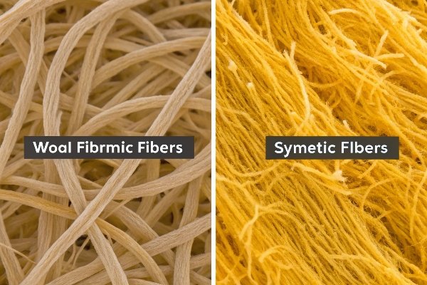 Inherently Flame Retardant Fibers A microscopic view comparing wool fibers to synthetic aramid fibers