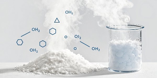 A simple graphic showing the chemical reaction: Al(OH)₃ → Al₂O₃ + 3H₂O (vapor)