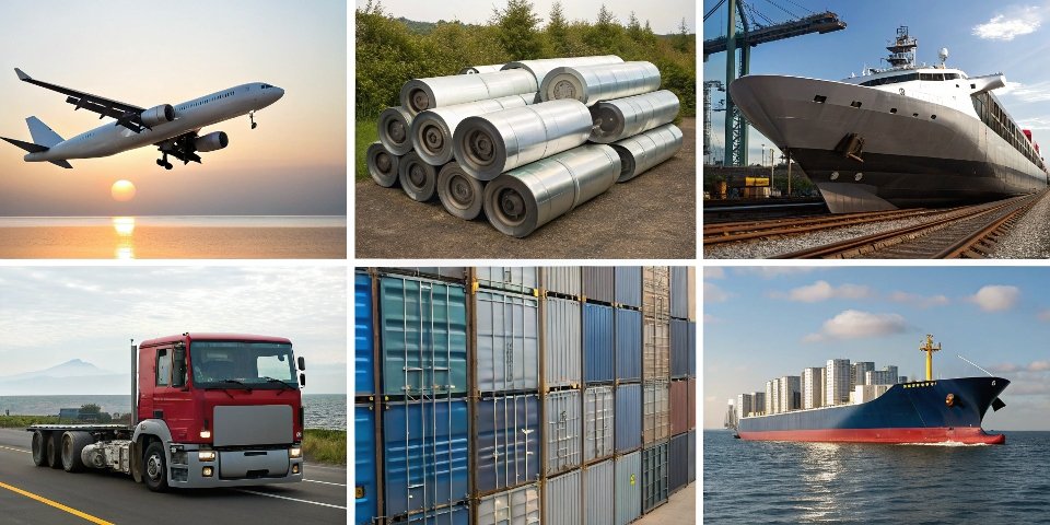 Top 10 Uses of Aluminum A grid of 10 images, each showing one key use of aluminum