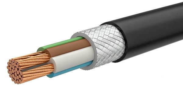 A detailed cross-section of an electrical wire showing the flame-retardant insulation layer