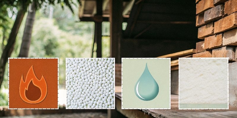 An infographic with icons for fire, a stomach, a plastic pellet, and a water droplet