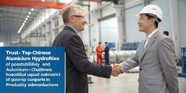 Two business professionals shaking hands in a factory setting, sealing a deal.