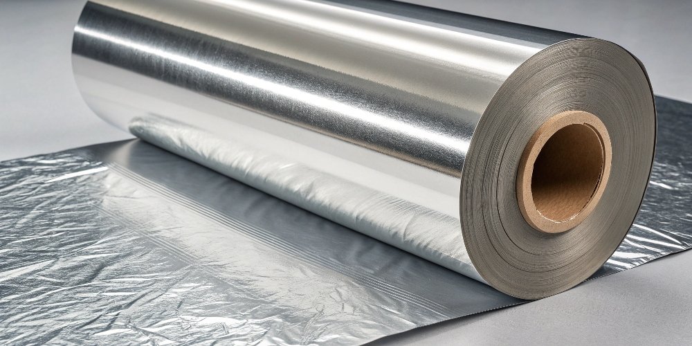 Shiny vs. Dull Foil A microscopic view showing the difference between the shiny and dull surface of aluminum foil.