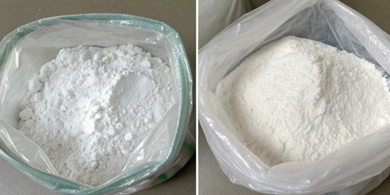 Aluminum Hydroxide vs. ATH A side-by-side comparison of a bag labeled "Aluminum Hydroxide" and another labeled "Aluminum Trihydrate (ATH)" with the same white powder inside.