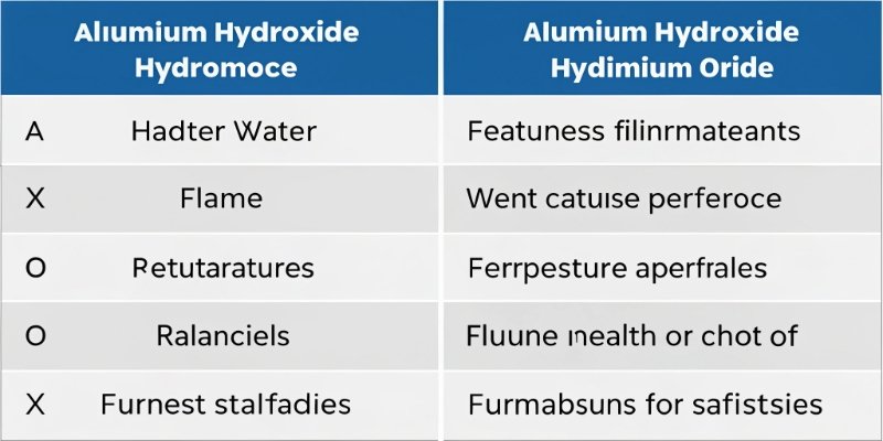 Property Comparison: Al(OH)₃ vs. Al₂O₃ An infographic table comparing the properties of aluminum hydroxide and aluminum oxide