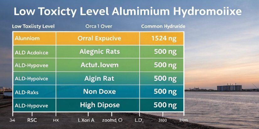 A chart showing the low toxicity level of aluminum hydroxide compared to other common substances