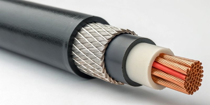 Magnesium Hydroxide in High-Performance Cables Cross-section of a high-performance cable showing the flame-retardant layer