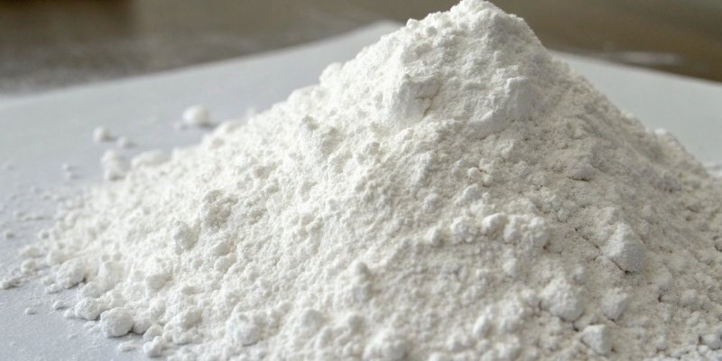 White Aluminum Hydroxide Powder A close-up photo of white aluminum hydroxide powder