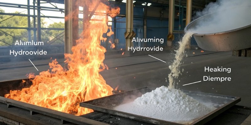 Diagram showing the flame retardant mechanism of aluminum hydroxide