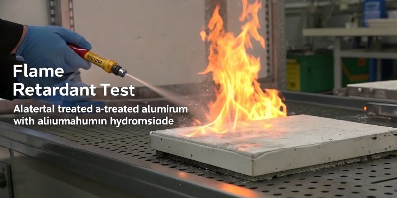Aluminum Hydroxide as a Flame Retardant Flame retardant test showing a material treated with aluminum hydroxide