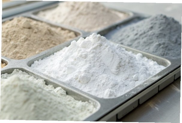 Shades of White in Aluminum Hydroxide A palette showing different shades of white aluminum hydroxide powder