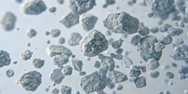 A microscopic view of aluminum hydroxide particles used in vaccines