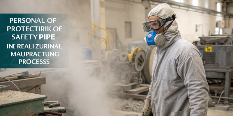 A factory worker wearing a protective mask and goggles
