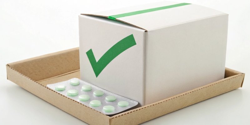 An image of an over-the-counter antacid box with a green checkmark on it.